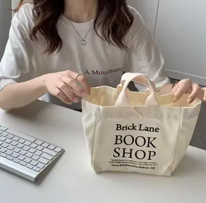 Хлопковая Портативная сумка с принтом на одно плечо сумка для покупок Экологичная рекламная симпатичная сумка с письмом