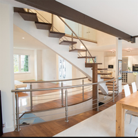DAIYA – escalier de sécurité avec escalier incurvé, rampe en bois massif, balustrade en acier