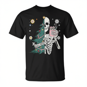 Camiseta Sorta Scary Merry Christmas Skeleton Tree, negra, talla mediana, unisex, cuello redondo, manga corta, impresión digital - Product Image 2