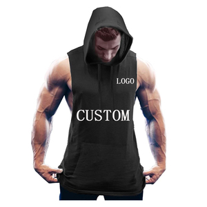 Débardeur à capuche pour homme, coupe ample, style vintage américain, avec logo personnalisé, effet vieilli et déchiré, et détails patchwork - Product Image 1