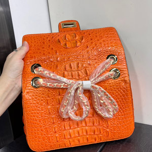 Sac à bandoulière en cuir de crocodile 100% Orange100% pour femme, sac à main de luxe de créateur, motif alligator, sangle unique, usage quotidien - Product Image 2
