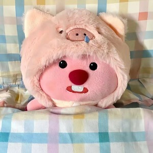 Ramo de Little Beaver Loopy Pink Pig Head Cover Bellyband Rumbo Doll Peluche de juguete Cute Pink Doll Girl Gift - Product Image 3