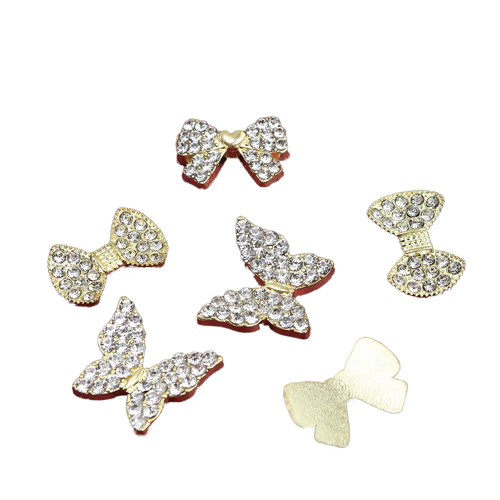 Legierung Nagel-Schmuck Nagelkunst Herzblume Bogen Krawatte Schmetterling Bärenformen Strass Diamant hochwertige Großhandelsteine