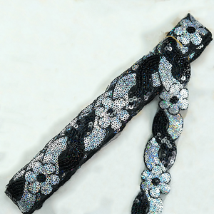 Tissu de dentelle bon marché 4cm accessoire de vêtement à faire soi-même dentelle d'<span class=keywords><strong>organza</strong></span> de maille de fleur pour le costume Dancewear tissu de couture de garnitures pailletées de paillettes - Product Image 5