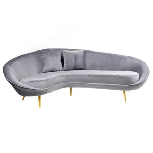 Living Room Velvet Sofas Modern Luxury Living Room Hotel Corner Grey Velvet Fabric Sofa Soft Reclining Sectional Modular Couch