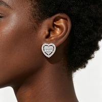 Elegantes Pendientes de Corazón de Latón Chapado en Oro con Micro Pavé de Cristales de Circonita Cúbica, Nuevos y Brillantes, Joyería de Moda para Mujer