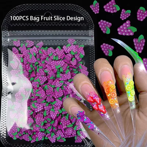 Logotipo personalizado 100PCS Bolsa Rebanada <span class=keywords><strong>de</strong></span> fruta Diseñador Nail Charms Acrílico Colorido 3D Mixed Fruit Nail Art Charms - Product Image 3