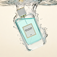 Flacon de parfum vide rectangulaire transparent 30ml 50ml 100ml avec rayures personnalisées, couvercle blanc unique, en verre, avec boîte cadeau