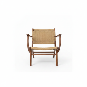 Handmade Scandinavian Wooden <b>Armchair</b> with Natural Cord Seat Durable Rope Lounge Chair for <b>Dining</b> Hotel or Outdoor Use - Product Image 2