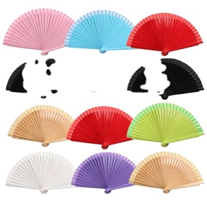 Customizable 23cm Small Quantity Folding Wooden Fans Solid Color Handheld Fan with Bamboo Lining Handmade Promotional Use - Product Image 1