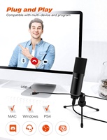 Kit Microphone Condensateur USB Filaire pour Streaming, Podcast, YouTube, Gaming, avec Support de Bras et Réduction du Bruit pour PC de Bureau - Modèle T732 Studio