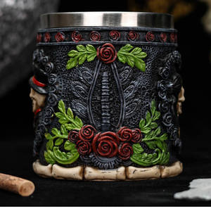 Halloween esqueleto fantasma <span class=keywords><strong>matrimonio</strong></span> taza creativa única fantasma tazas de acero inoxidable cerveza café resina 3D calavera amantes pareja taza - Product Image 4