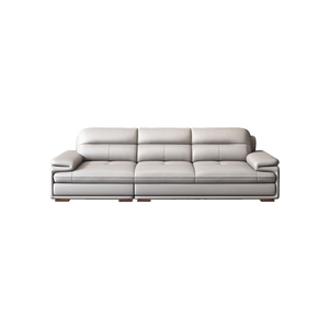 Canapé d'angle en cuir véritable pleine fleur de style nordique moderne, ensemble de canapés modulaires simples pour salon avec chaise longue gauche ou droite - Product Image 5