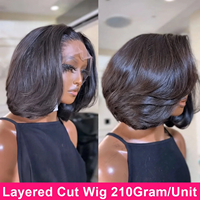 Perruque Bob en cheveux humains, Lace Front HD 13x6, Ondulation Body Wave, pour femmes noires, Densité 180%, Sans colle, Pré-épilée