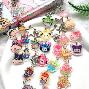 Personal Custom Plastic Keychain Cute Anime Cartoon Epoxy Long Acrylic Key Chian Charms Pendent Accessories