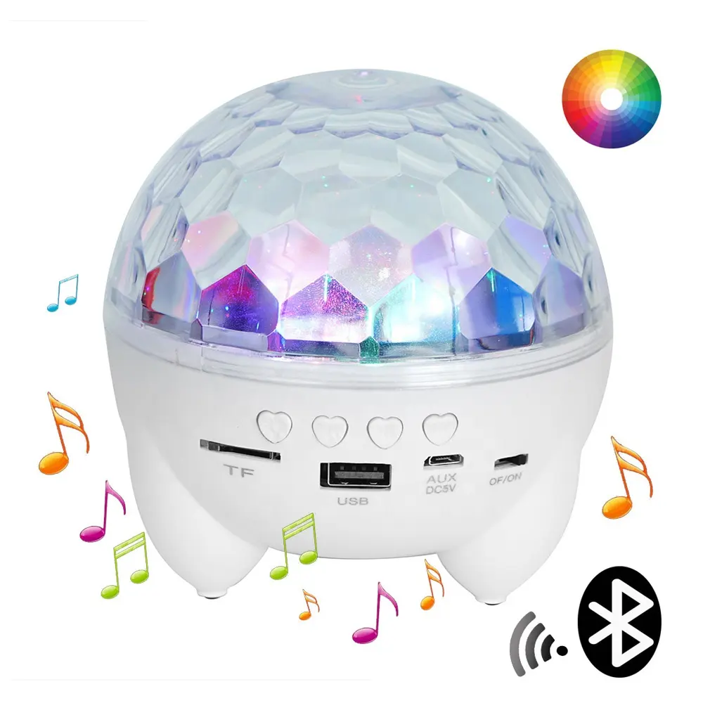MP3プレーヤーノベルティLedマジックボールライトワイヤレスUSB充電スピーカーRGBディスコライト付き2in1ポータブルアクティブグリーンライト3W