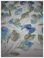 Blinglace Tissu en dentelle d'organza brodé écologique avec perles et sequins, motif floral, style vintage sexy