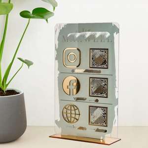 Letrero Comercial de Acrílico y Metal con Logotipo Personalizado en Dorado, Exhibición para Tienda, Contacto Social en <span class=keywords><strong>Instagram</strong></span> y <span class=keywords><strong>Facebook</strong></span>, Apertura de Nueva Tienda - Product Image 6