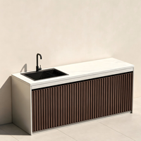Lavabo en marbre artificiel moderne et écologique avec couleurs personnalisées et bord biseauté pour comptoirs de jardin extérieurs