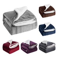 Grande Vente Couverture Polaire Sherpa Douce et Résistante Personnalisée, Double Couche Épaisse Tricotée Multicolore, Plaid Pelucheux pour l'Hiver