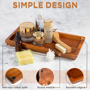 Solid Wood <b>Tea</b> <b>Tray</b> Rectangle 1 Compartment For Hotel Coffee <b>Tea</b> Serving Home Breakfast Display Storage <b>Tray</b> - Product Image 3