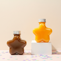 Bouteille de boisson en plastique en forme d'étoile mignonne avec logo personnalisé, 350 ml, 500 ml, avec bouchon à vis en aluminium, pour jus, thé au lait, soda, boisson