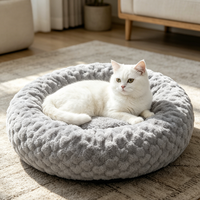 Coussin pour animaux de compagnie rond, moelleux et luxueux, préféré des clients, apaisant, lavable, avec logo personnalisé, pour chiens et chats de petite et grande taille.