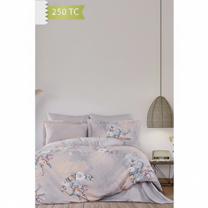 Varol 250 TC Bamboo Blend Cotton Satin Duvet Cover Set Floral Modern Design for Home Use Family Size-SORISSO - Product Image 3