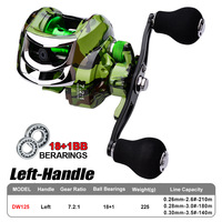 En gros Moulinet de baitcasting métallique 18+1BB, rapport de transmission 7.2:1, pour eau salée et eau douce, moulinet de pêche à la ligne durable
