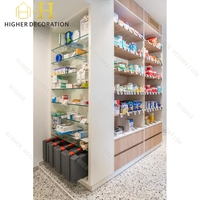 Étagères de pharmacie personnalisées, étagères de pharmacie pratiques et élégantes, comptoir de présentation en verre pour pharmacie