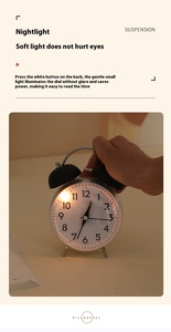 Twin chuông đồng hồ báo thức Loud Retro Đồng hồ báo thức reloj pin với nightlight cho phòng ngủ - Product Image 5