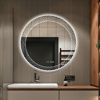 Miroir mural LED circulaire moderne avec lumière à 3 couleurs, gradation de 10% à 100%, anti-buée et plusieurs tailles pour salle de bain
