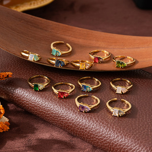 Birthstone <b>Adjustable</b> <b>Ring</b> | 18K PVD Gold Plated Stainless Steel 12 Month Trendy Jewelry for Women | Waterproof & Hypoallergenic - Product Image 3