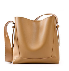 Genuine Leather Bucket <b>Bag</b> Women <b>Crossbody</b> Handbag <b>Large</b> Capacity Zipper Tote for Work Travel Daily Use - Product Image 2