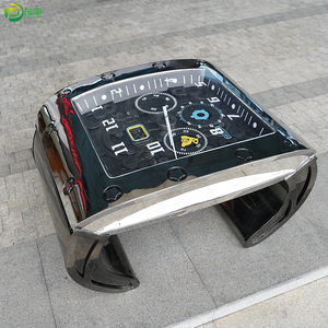 현대 유럽식 시계 모양 시계 1M 대형 공장 맞춤형 표면 연마 홈 데코레이션 스테인리스 스틸 시계 - Product Image 5