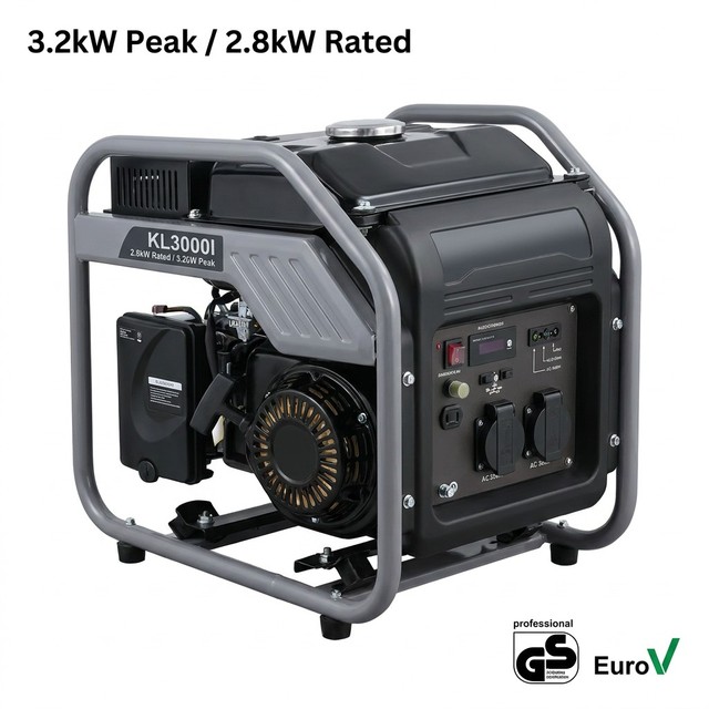 3200W Portable Silent Inverter Generator 2.8kW Euro V GS Certified Pure Sine Wave Petrol Generator for Home Camping RV Outdoor