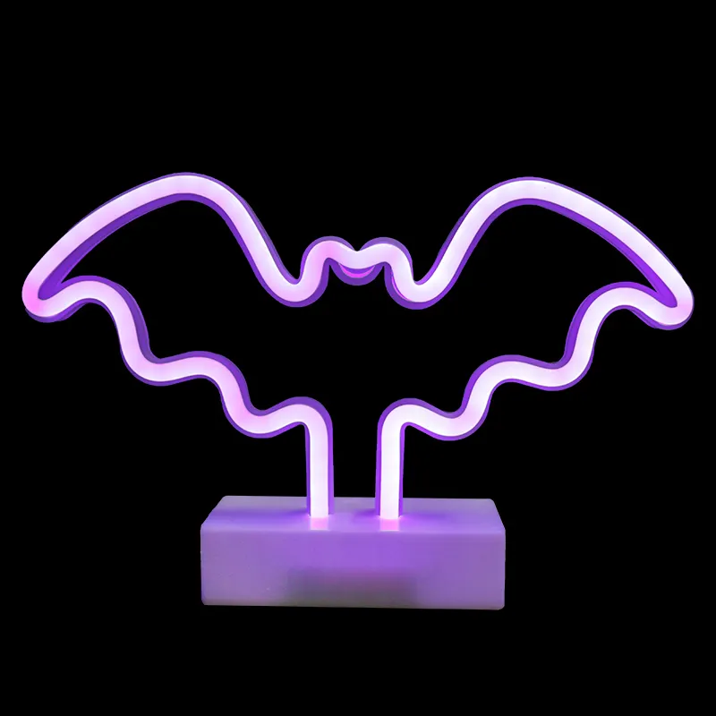 Nieuwe Product Paars Vleermuis Neon Licht Voor Halloween Decoratie Tafel Decoratie