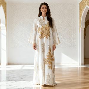 Robe Abaya de Luxe Élégante en Matériaux de Haute Qualité pour Femmes Musulmanes, Tenue pour Occasions Spéciales avec Options OEM - Product Image 3