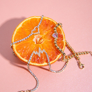 Pulsera de Cadena con Diseño de Corazón y Lazo, con Circonitas Doradas, Joyería de Regalo - Product Image 4