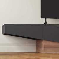 Meuble TV moderne de haute qualité pour salon, console multimédia bicolore avec 2 tiroirs, mobilier de maison élégant et écologique en bois