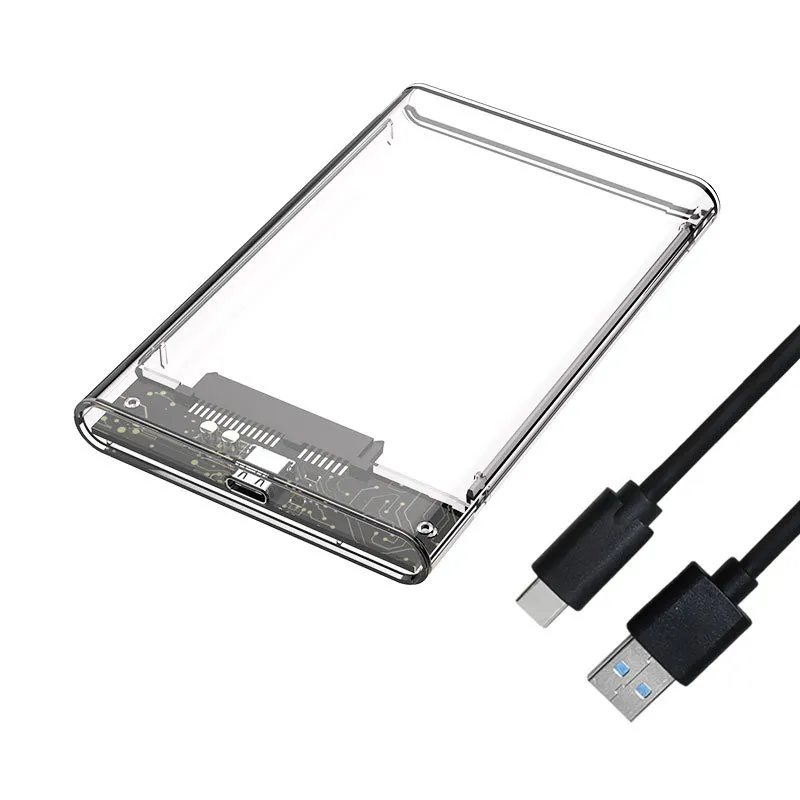 2.5" Transparent 6Gbps USB 3.1Gen1 Gen2 to Sata HDD Case Tool Free Hard Drive Enclosure HDD Enclosure