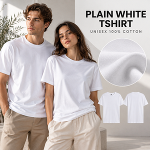 Camiseta Blanca Lisa Unisex de Algodón con Cuello Redondo, Camiseta Básica Suave de Jersey para Uso Diario, Lista para Imprimir, Prenda Personalizable para Hombres y Mujeres - Product Image 1