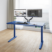 Escritorio Ergonómico Moderno Negro Multicolor, Escritorio Inteligente Duradero con Doble Motor y 3 Etapas, Escritorio Eléctrico de Madera con Altura Ajustable