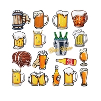 Patchs thermocollants faits main pour amateurs de bière jaune, motifs amusants de tasses et bouteilles de bière artisanale, appliques brodées pour vêtements, chapeaux et jeans