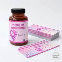 Étiquettes personnalisées imperméables pour bouteilles de compléments alimentaires, impression en rouleau, autocollantes, holographiques, laminées, pour vitamines et médicaments