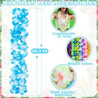 24pcs Coloré Hawaïen Luau Fête Décorations En Vrac Soie Fleur Collier Leis pour Tropical Été Plage Piscine Noël Pâques
