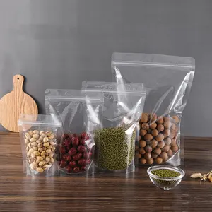 भोजन के लिए पारदर्शी ज़िप लॉक स्टैंड अप पाउच स्नैक नट पैकेजिंग प्लास्टिक साफ़ बैग