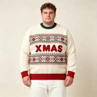 Pull en tricot blanc pour homme, style ethnique, simple, patchwork, col rond, ensemble de pulls OEM ODM