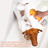 Distributeur de savon de douche pour chien automatique style canard mignon bouteille moussante électrique en plastique chargée pour le bain d'animaux domestiques