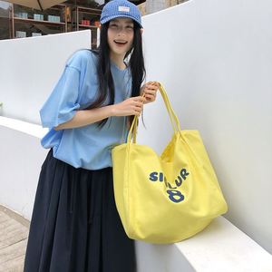 Grand sac fourre-tout en toile à grande capacité, imprimé de lettres simples, sac à main léger, sac de shopping en toile, logo personnalisé - Product Image 6